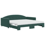 Day bed and trundle bed and dark green mattress 100x200 cm velvet