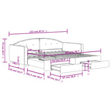 Lit de jour avec gigogne et tiroirs sans matelas 100x200 cm