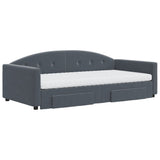 Dark grey day bed and trundle bed and drawers 100x200 cm velvet