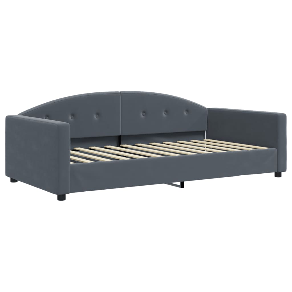 Dark grey day bed and trundle bed and drawers 100x200 cm velvet