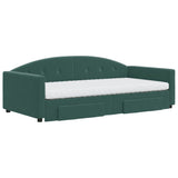 Dark green day bed and trundle bed and drawers 100x200 cm velvet