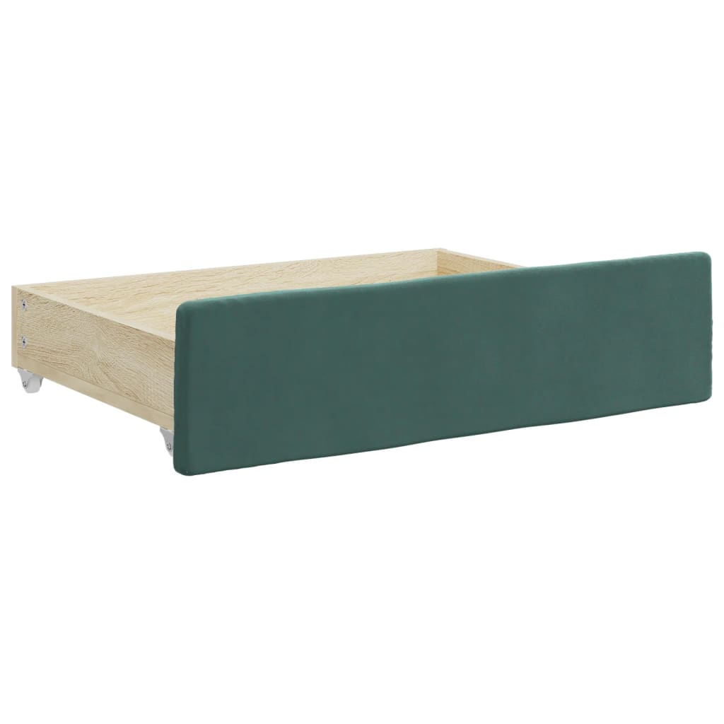 Dark green day bed and trundle bed and drawers 100x200 cm velvet