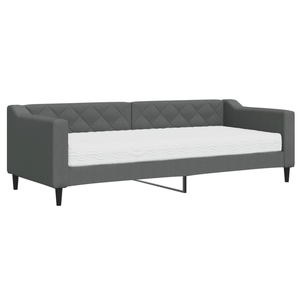 Lit de jour avec matelas gris foncé 80x200 cm tissu