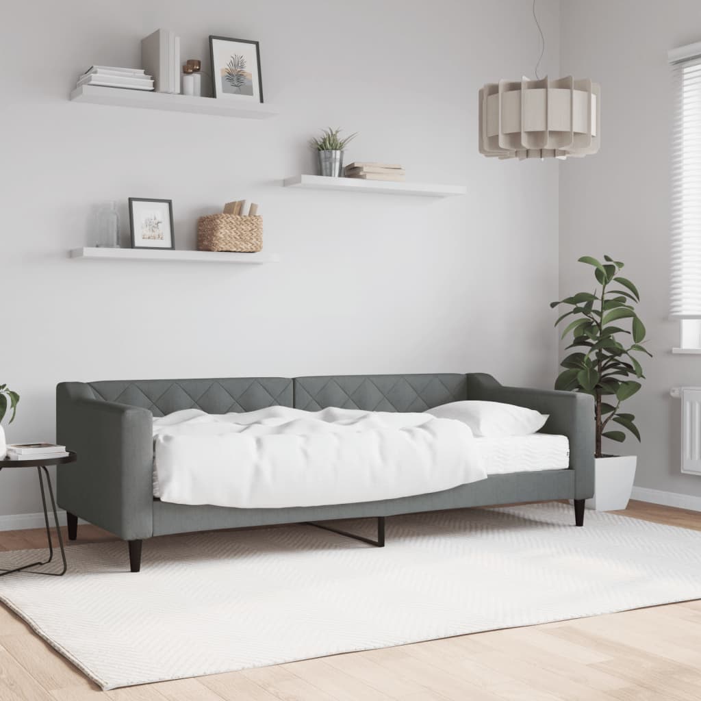 Lit de jour avec matelas gris foncé 80x200 cm tissu