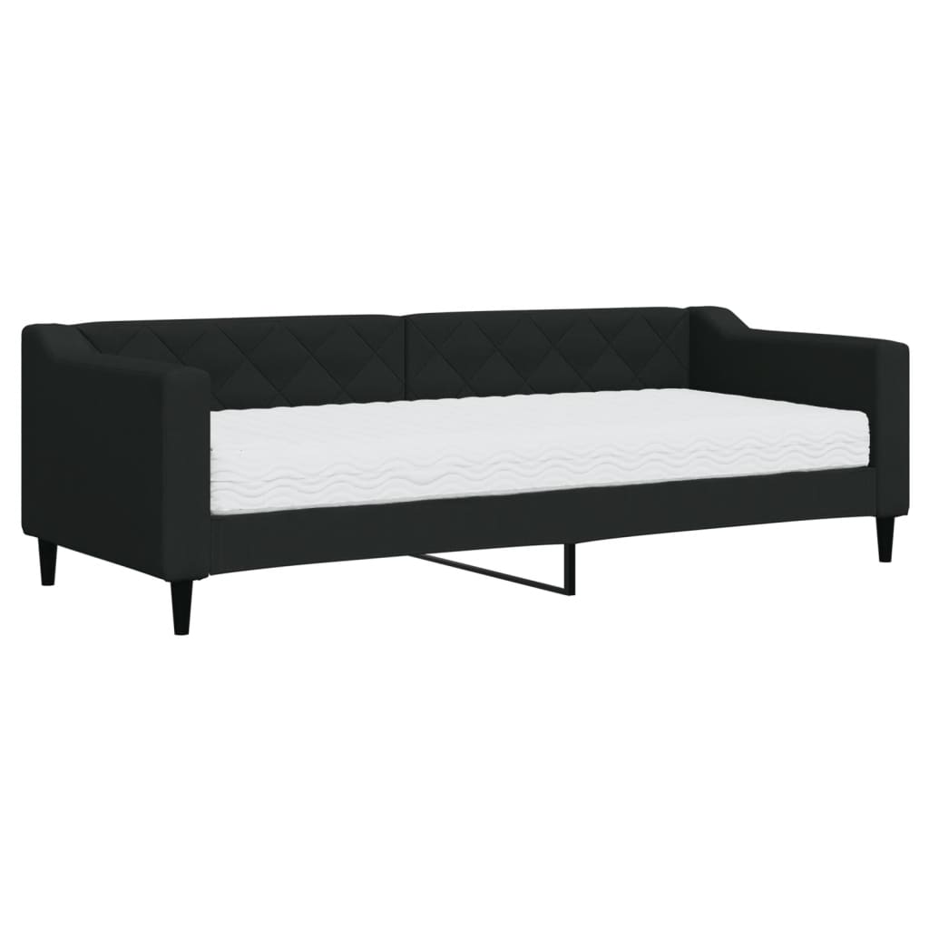 Lit de jour avec matelas noir 80x200 cm tissu