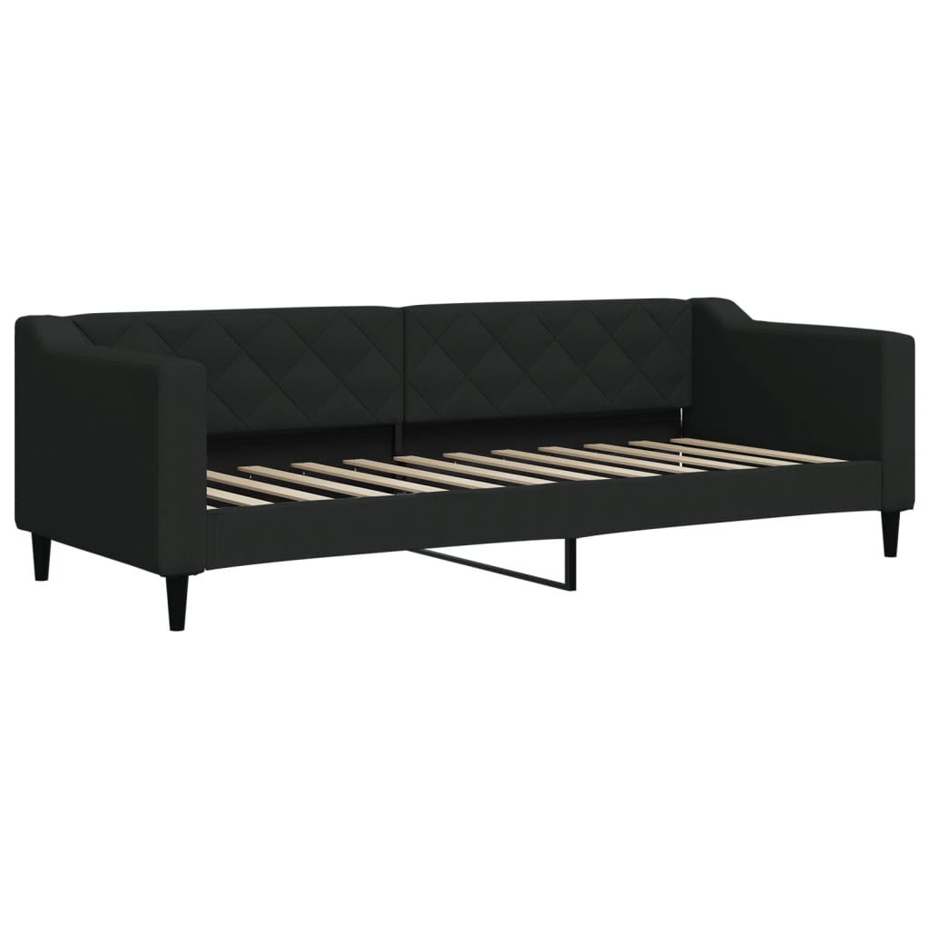 Lit de jour avec matelas noir 80x200 cm tissu