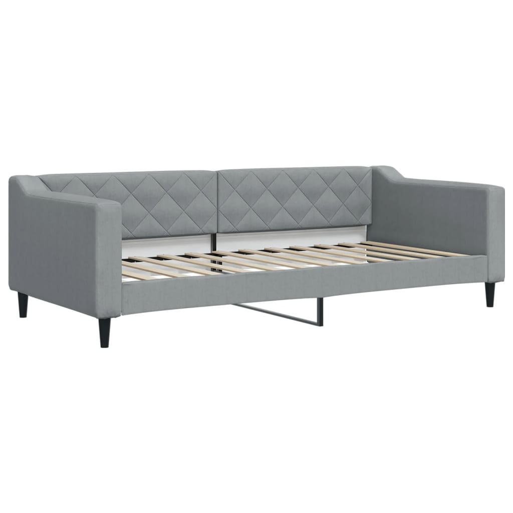 Lit de jour avec matelas gris clair 90x200 cm tissu