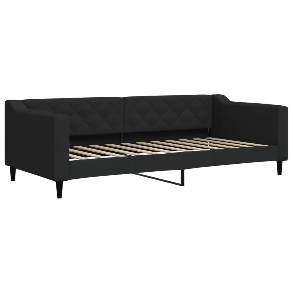 Lit de jour avec matelas noir 90x200 cm tissu