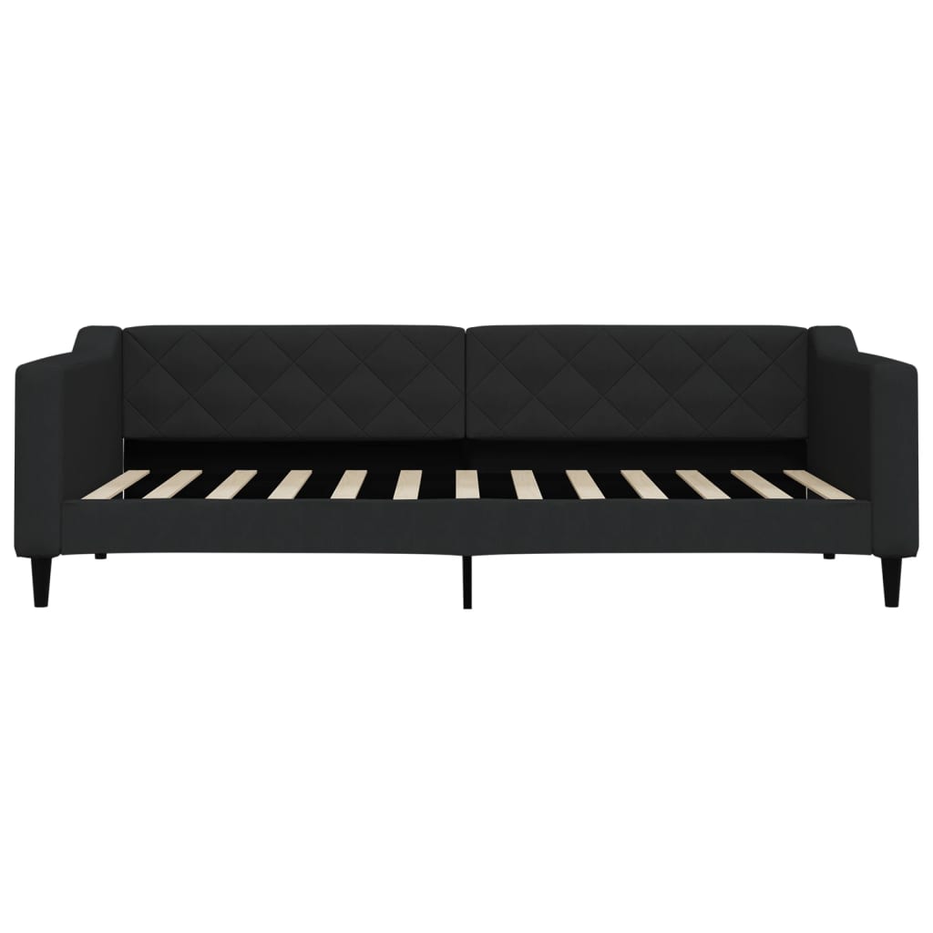 Lit de jour avec matelas noir 90x200 cm tissu