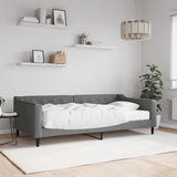 Lit de jour avec matelas gris foncé 100x200 cm tissu