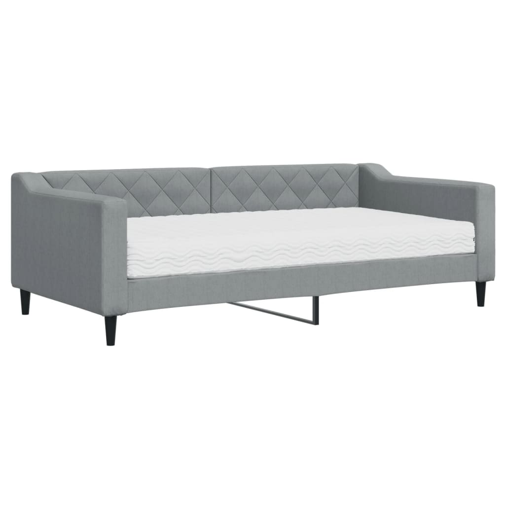 Lit de jour avec matelas gris clair 90x190 cm tissu