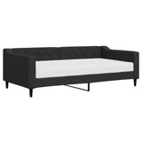 Lit de jour avec matelas noir 90x190 cm tissu