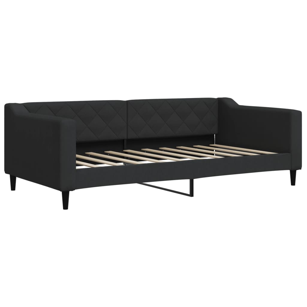 Lit de jour avec matelas noir 90x190 cm tissu