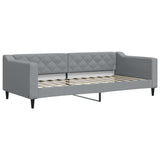 Lit de jour avec gigogne et matelas gris clair 90x200 cm tissu