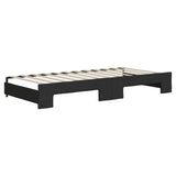 Lit de jour avec gigogne et matelas noir 90x200 cm tissu