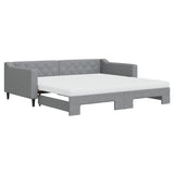 Lit de jour avec gigogne et matelas gris clair 100x200 cm tissu