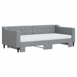 Lit de jour avec gigogne et matelas gris clair 90x190 cm tissu