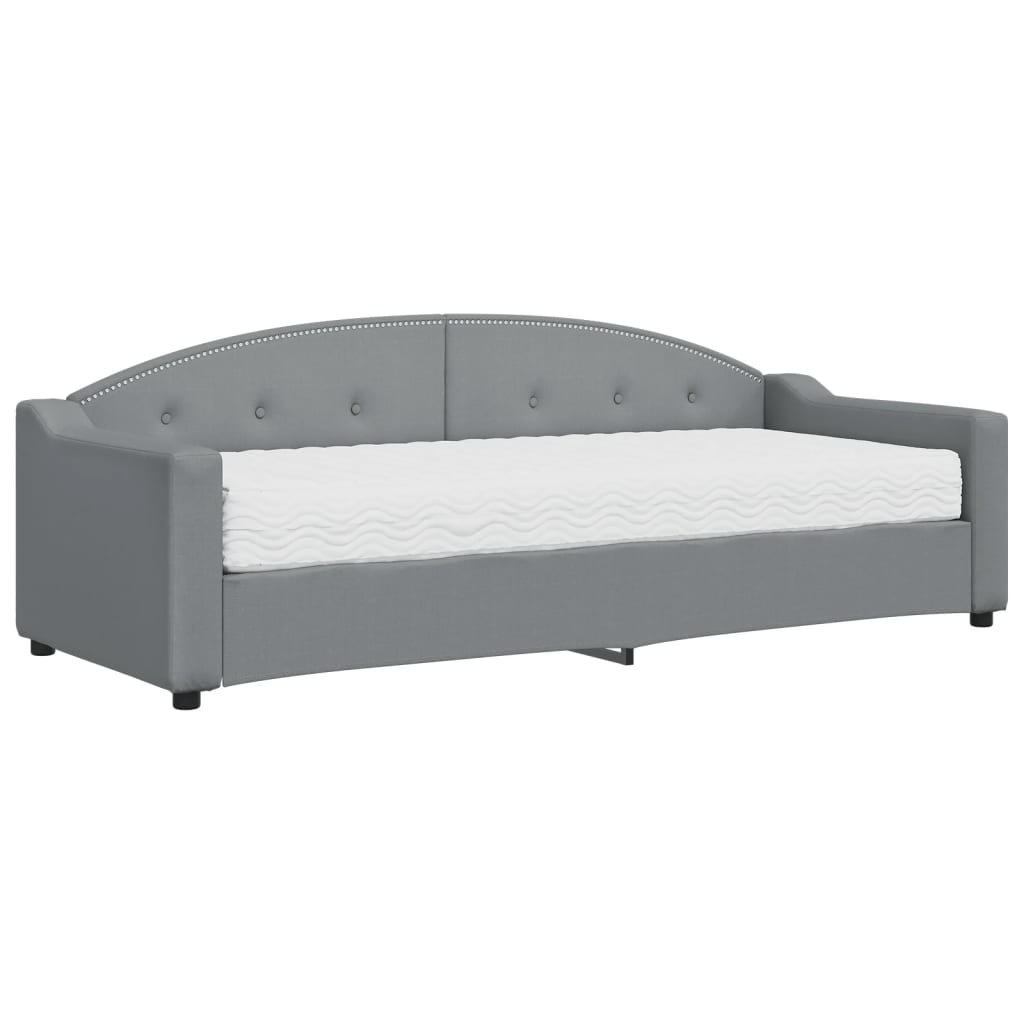 Lit de jour avec matelas gris clair 80x200 cm tissu