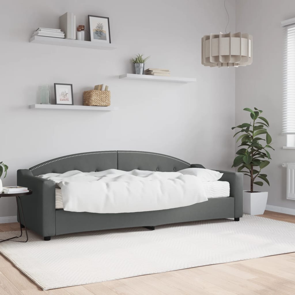 Lit de jour avec matelas gris foncé 80x200 cm tissu