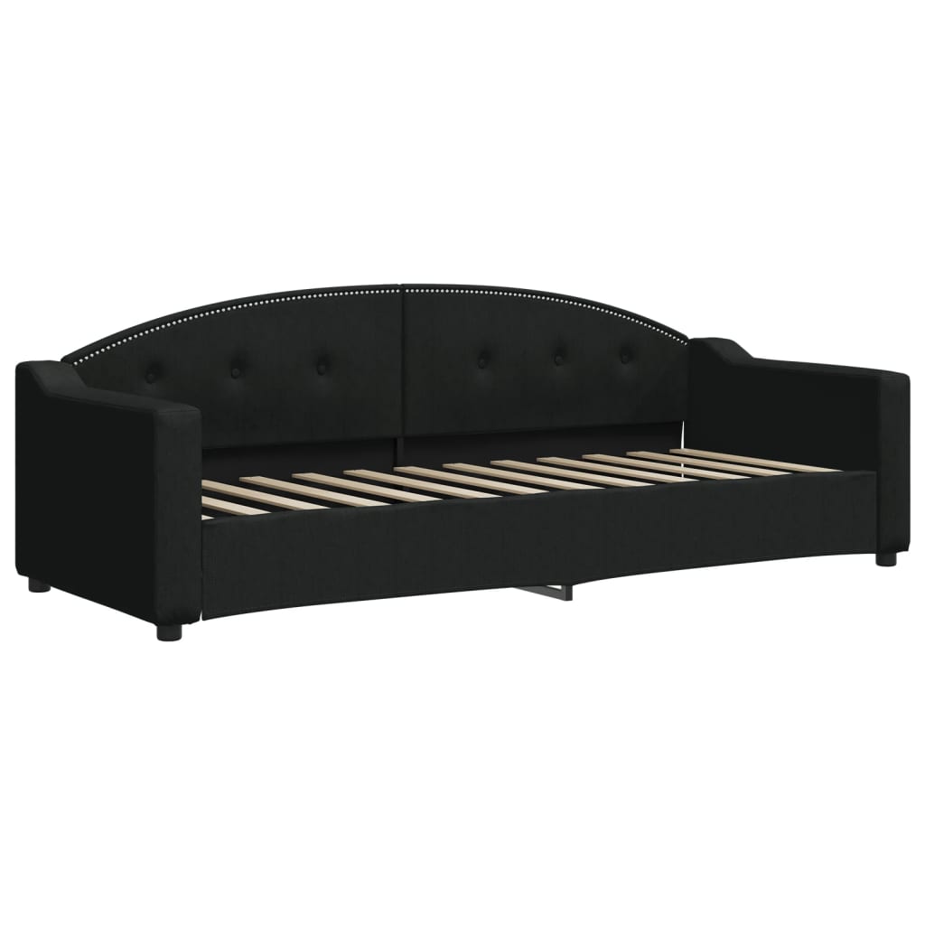 Lit de jour avec matelas noir 80x200 cm tissu