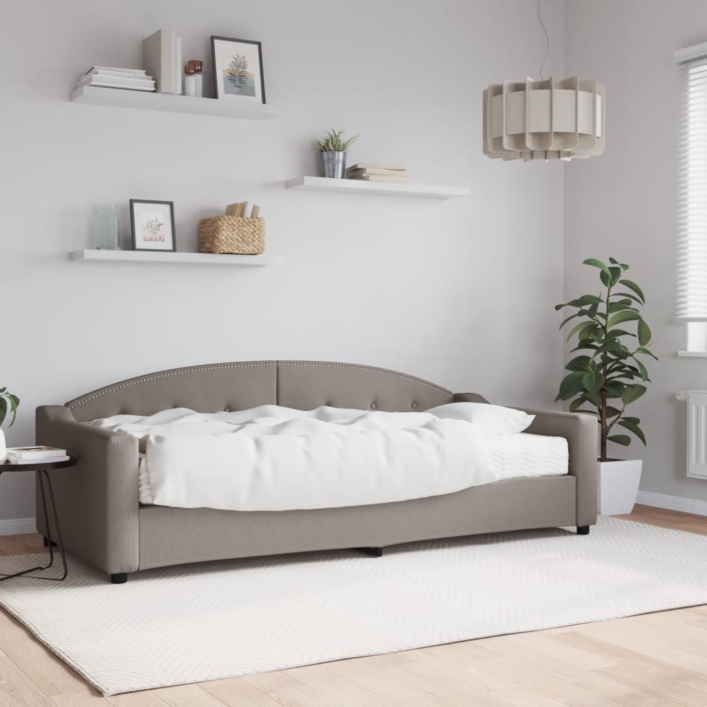 Lit de jour avec matelas taupe 90x200 cm tissu