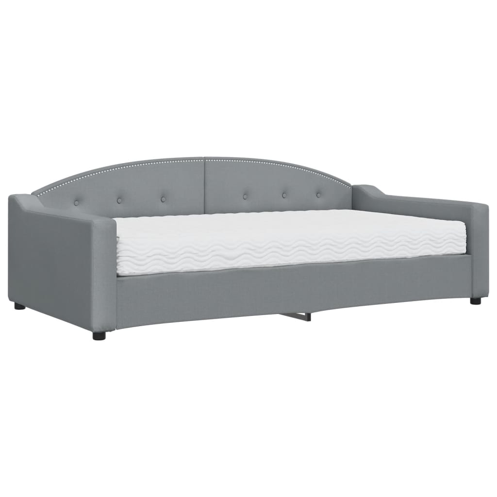 Lit de jour avec matelas gris clair 100x200 cm tissu