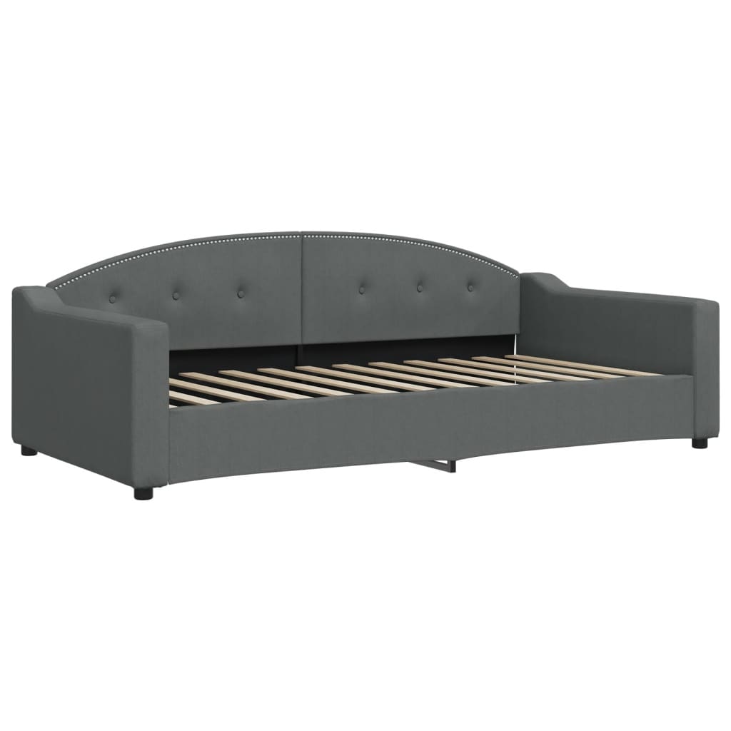 Lit de jour avec matelas gris foncé 100x200 cm tissu