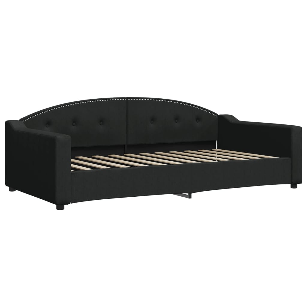 Lit de jour avec matelas noir 100x200 cm tissu