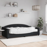 Lit de jour avec matelas noir 100x200 cm tissu