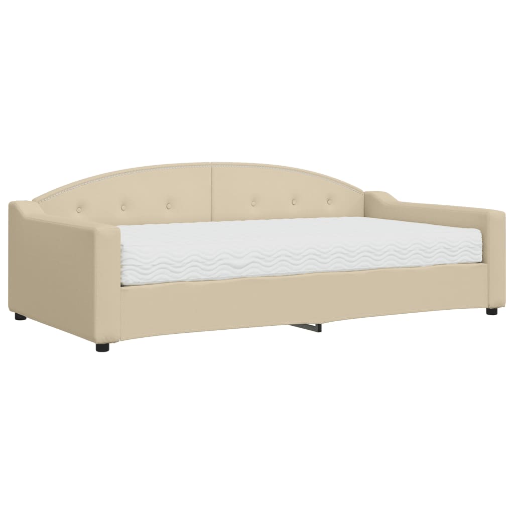 Lit de jour avec matelas crème 100x200 cm tissu