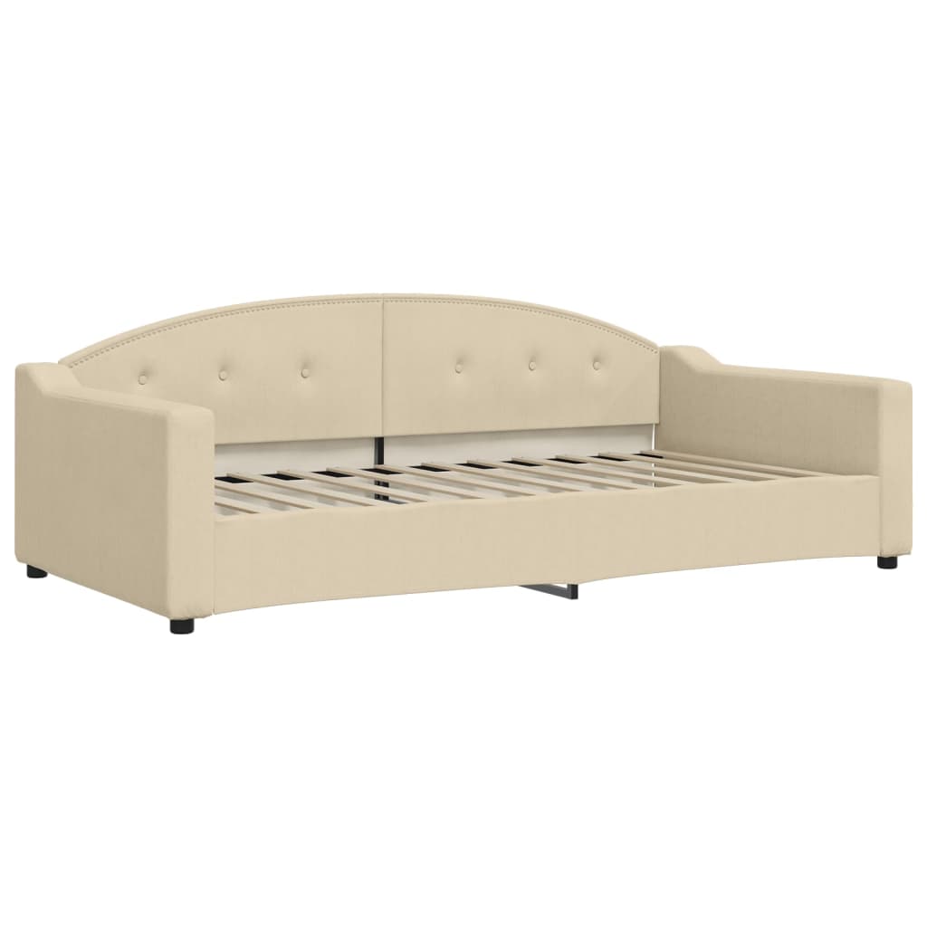 Lit de jour avec matelas crème 100x200 cm tissu