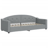 Lit de jour avec gigogne et matelas gris clair 80x200 cm tissu