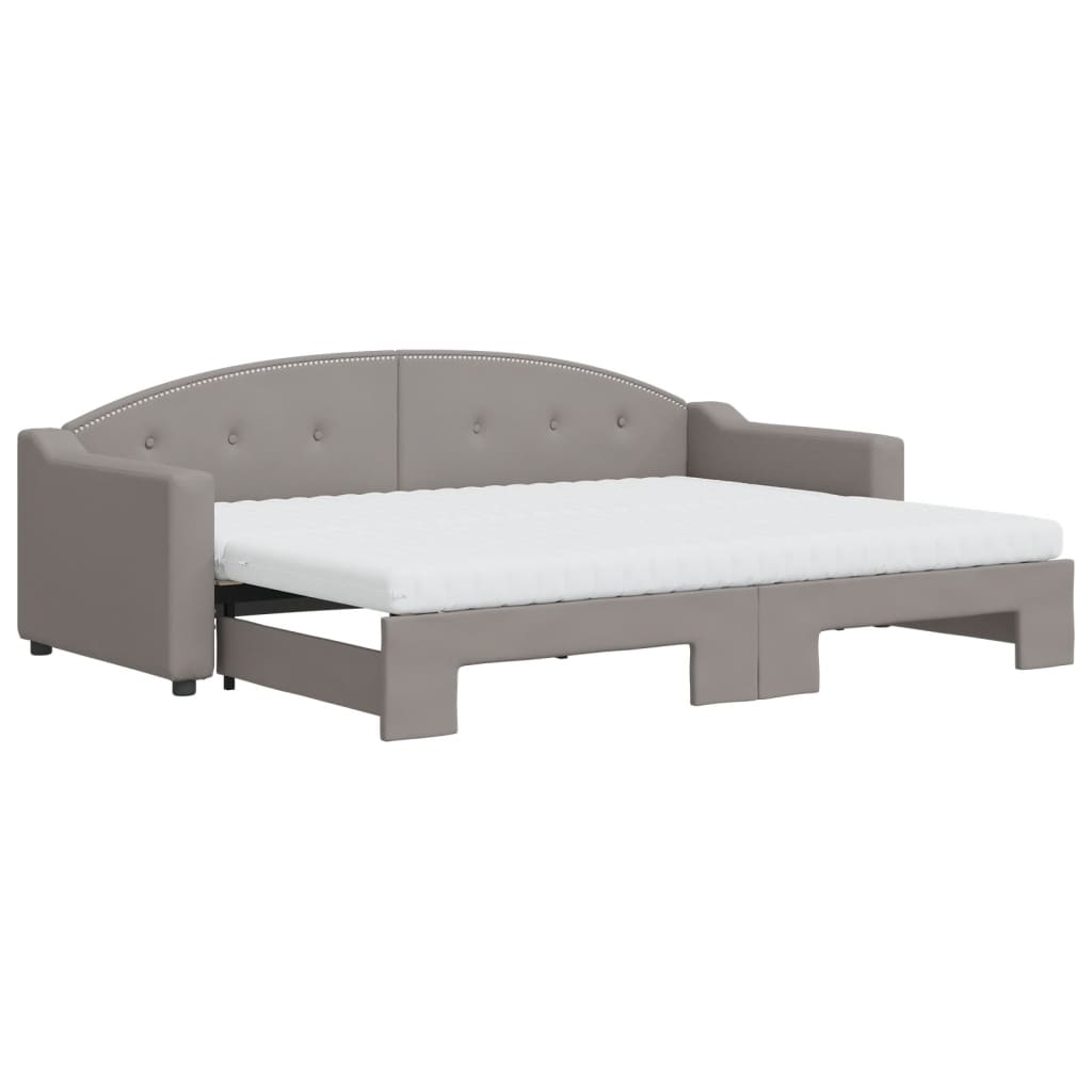 Lit de jour avec gigogne et matelas taupe 80x200 cm tissu