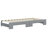 Lit de jour avec gigogne et matelas gris clair 90x200 cm tissu