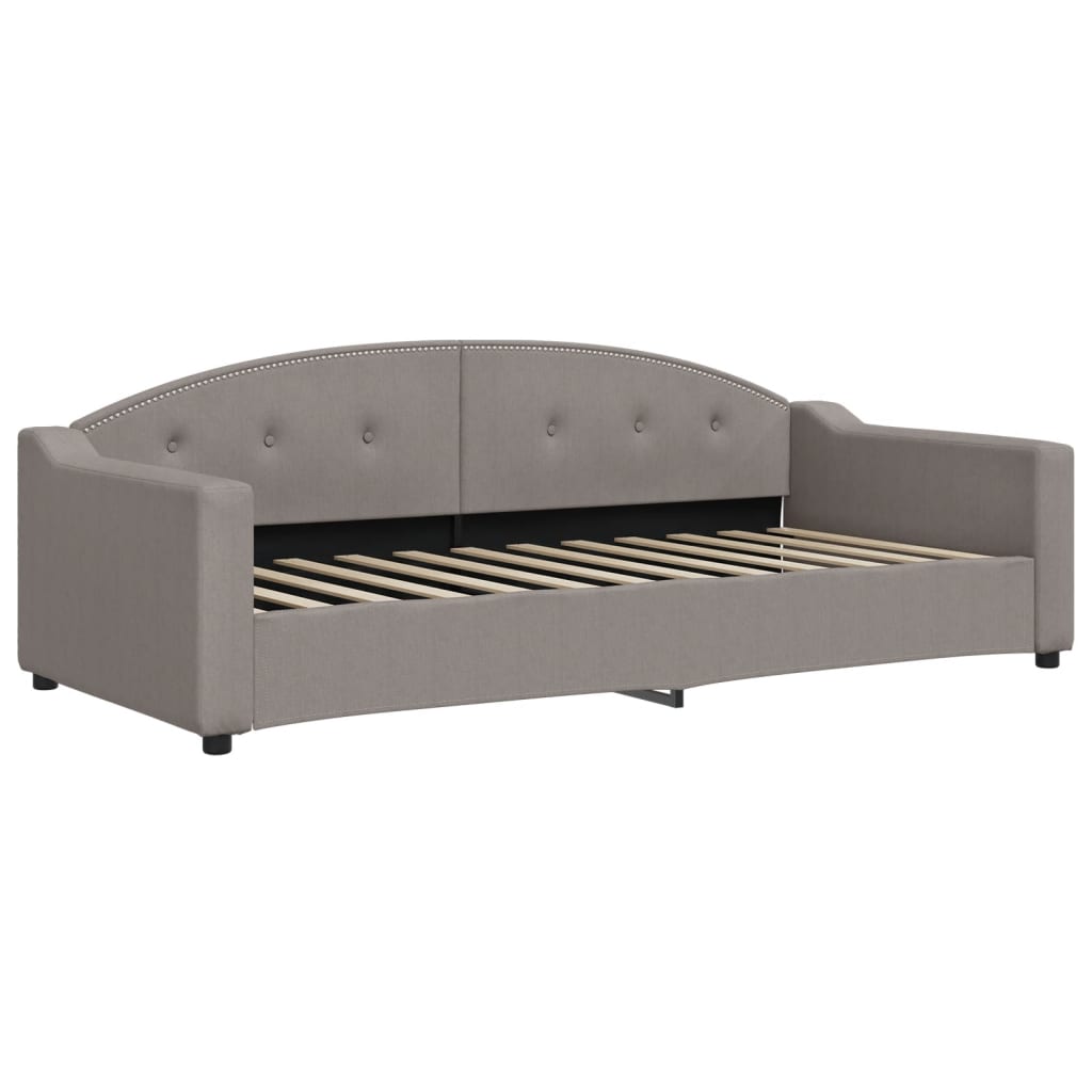 Lit de jour avec gigogne et matelas taupe 90x200 cm tissu