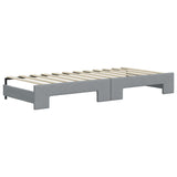 Lit de jour avec gigogne et matelas gris clair 100x200 cm tissu