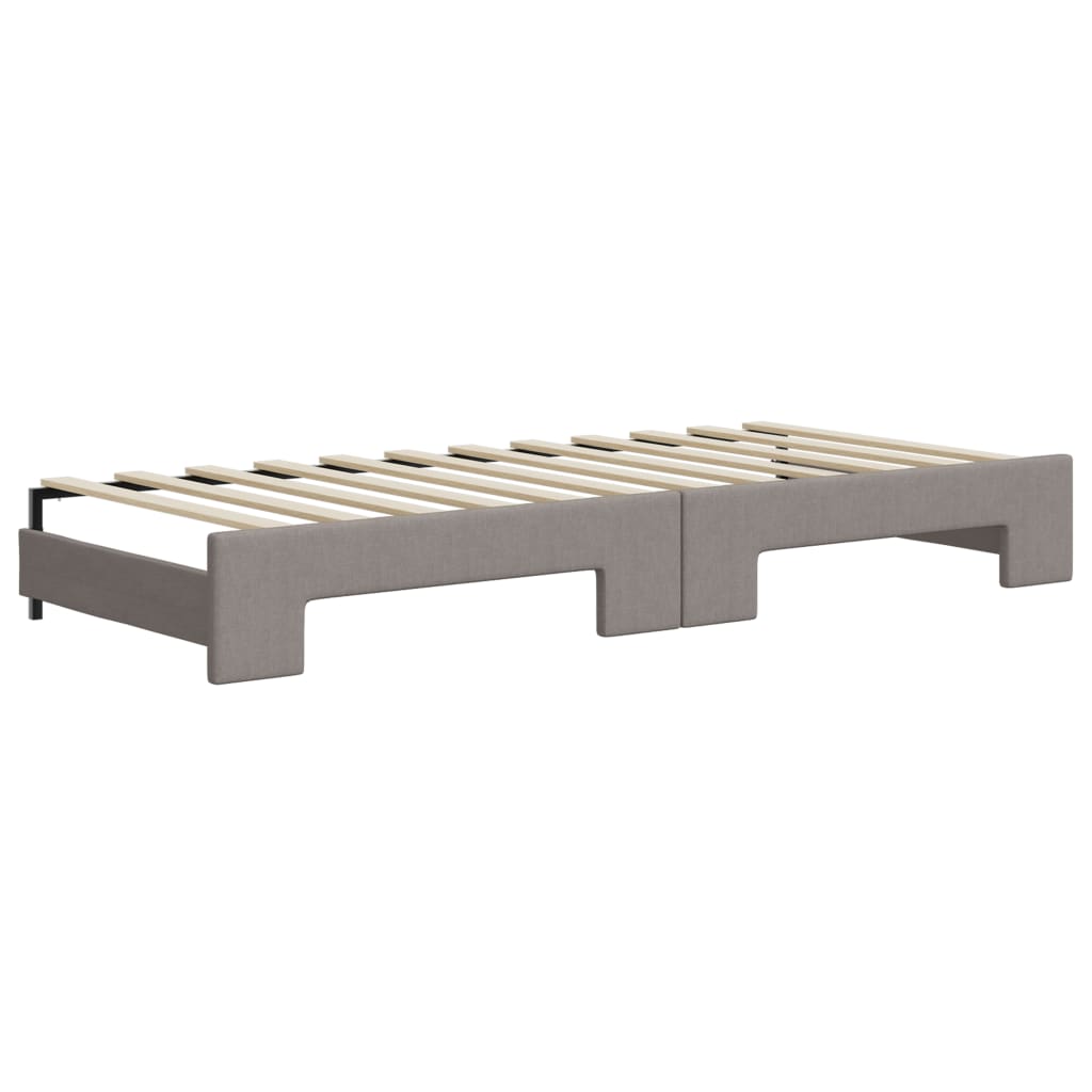 Lit de jour avec gigogne et matelas taupe 100x200 cm tissu