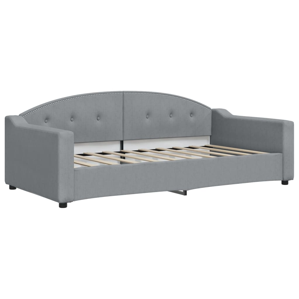 Lit de jour avec gigogne et matelas gris clair 90x190 cm tissu