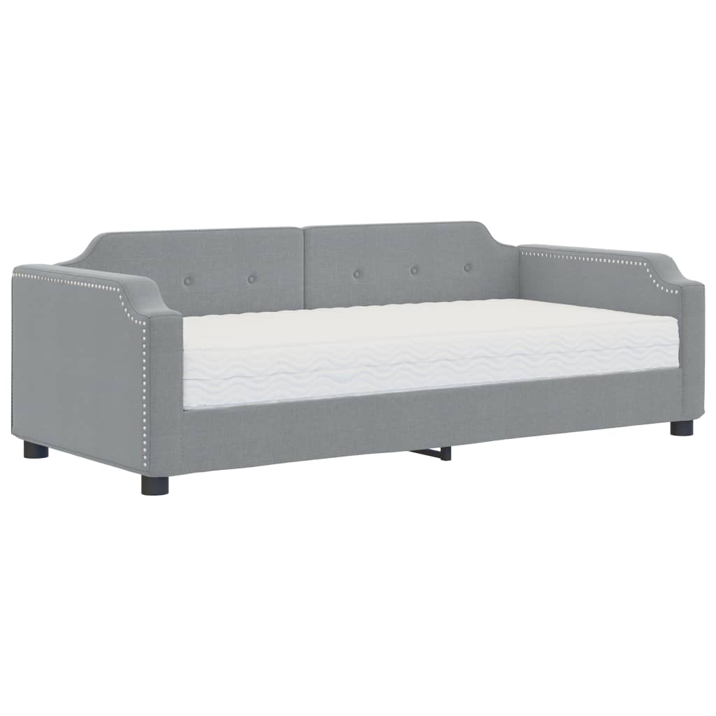 Lit de jour avec matelas gris clair 80x200 cm tissu