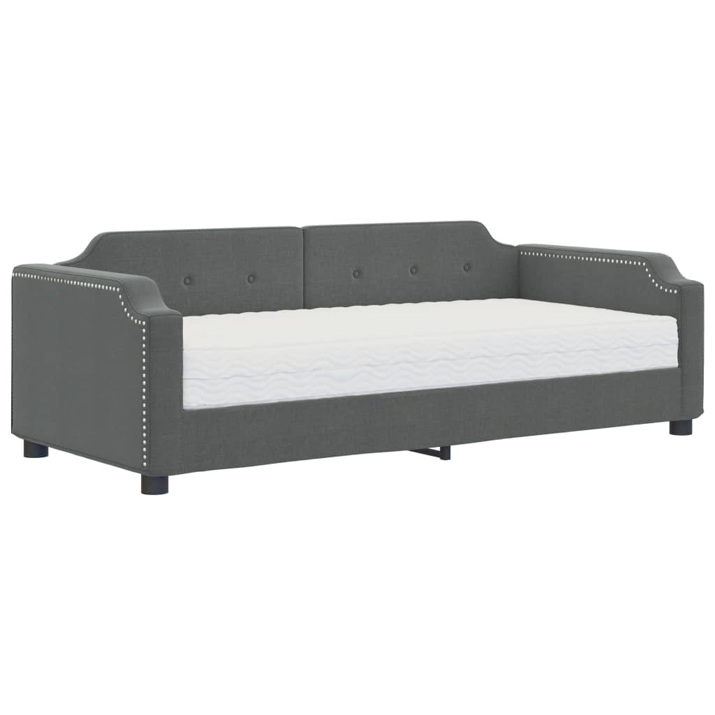 Lit de jour avec matelas gris foncé 80x200 cm tissu