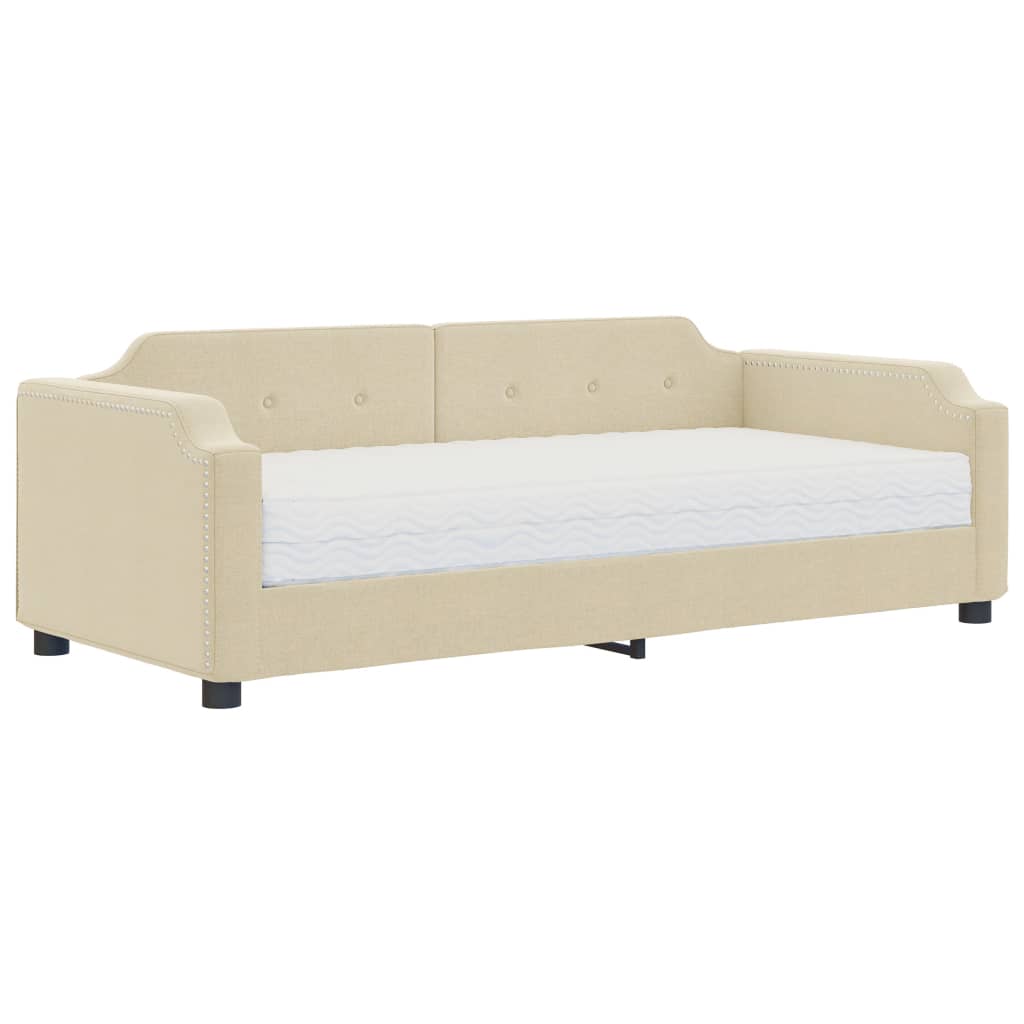 Lit de jour avec matelas crème 80x200 cm tissu