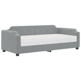 Lit de jour avec matelas gris clair 90x200 cm tissu