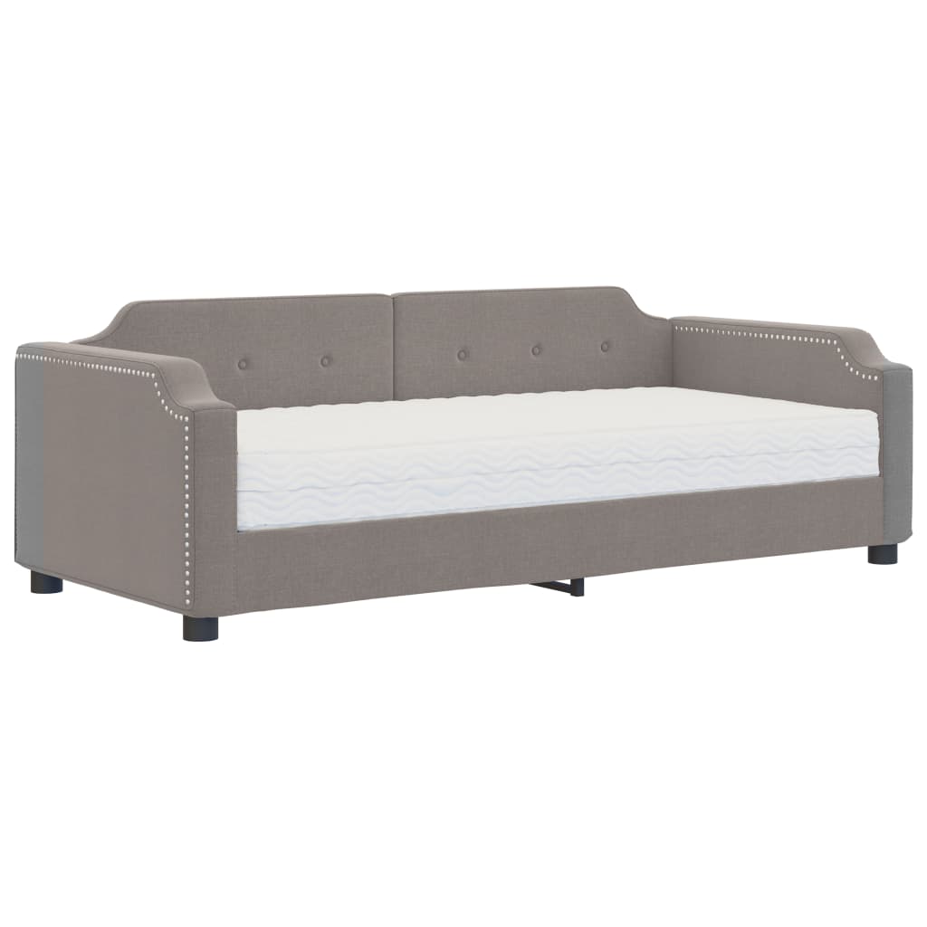 Lit de jour avec matelas taupe 90x200 cm tissu