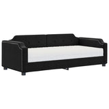 Lit de jour avec matelas noir 100x200 cm tissu