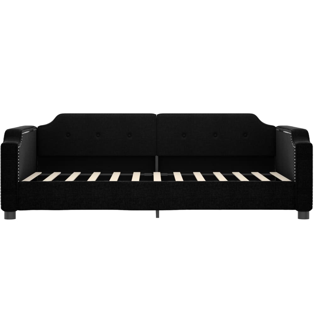 Lit de jour avec matelas noir 100x200 cm tissu