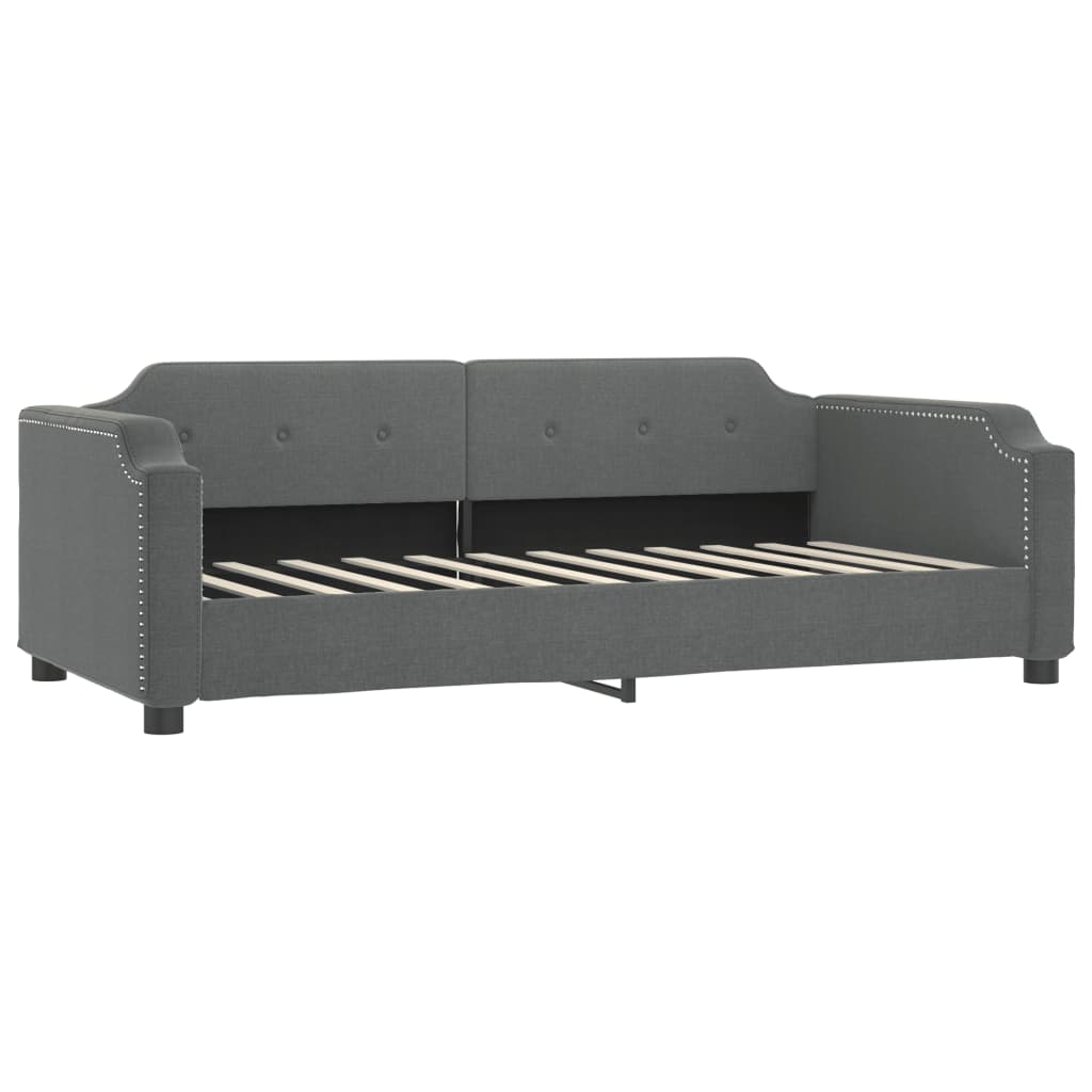 Lit de jour avec matelas gris foncé 90x190 cm tissu