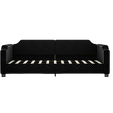 Lit de jour avec matelas noir 90x190 cm tissu