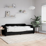 Lit de jour avec matelas noir 90x190 cm tissu