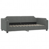 Day bed with trundle and dark gray mattress 80x200 cm fabric