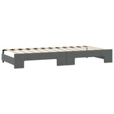 Day bed with trundle and dark gray mattress 80x200 cm fabric